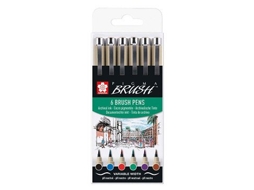 Conjunto De Canetas Pincel Sakura Estojo De Lápis Pigma Brush Com 6 Cores Para Desenhos Criativos.