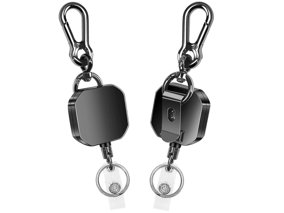 Kit Com 2 Chaveiros Retráteis Para O Dia Das Mães, Porta-crachá De Metal Resistente, Chaveiro Com Mosquetão E Clipe Para Cinto, Cordão Retrátil D