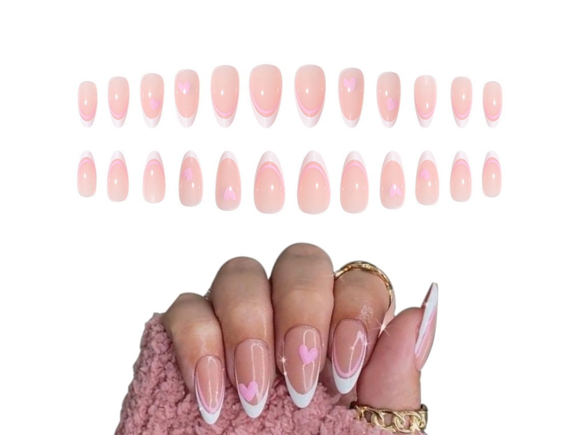 Elysve Unhas Postiças 24 Peças, Rosa