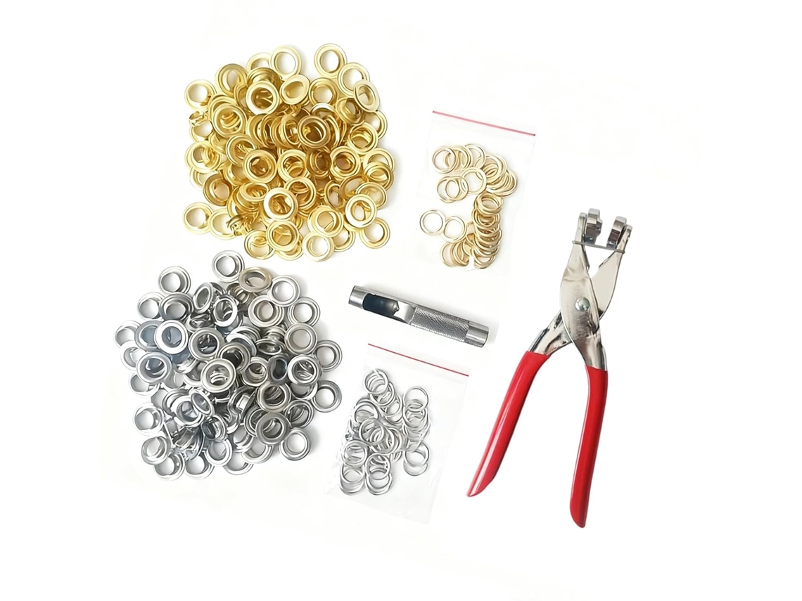 Kit Com 200 Ilhós Florais De 12 Mm Com Alicate Perfurador Para Artesanato Em Tecido, Cores Sortidas, Ilhós De Metal Com