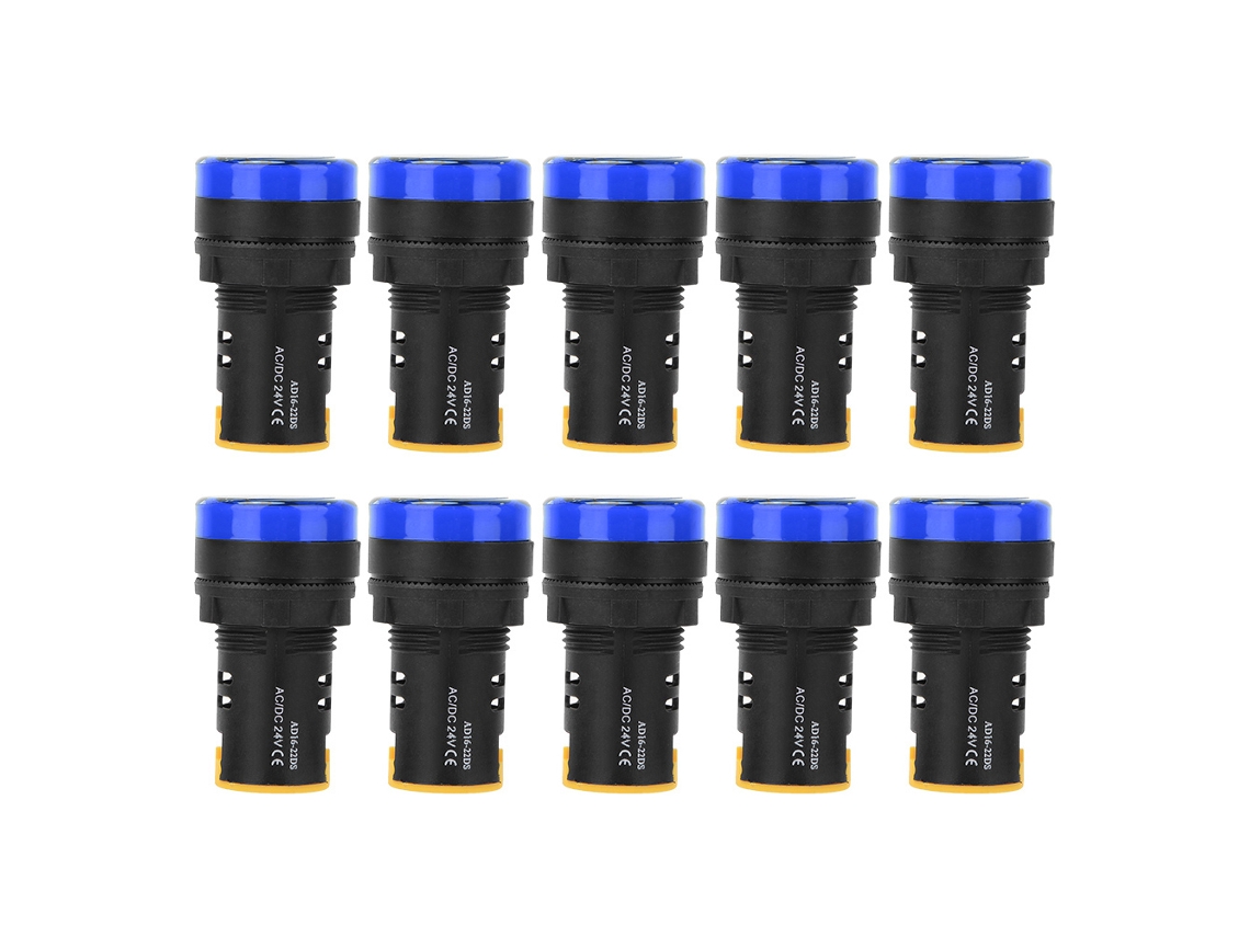 Luz Indicadora Led Berm 10pcs Φ22mm 24v Ad16-22d S Azul Lâmpada Econômica