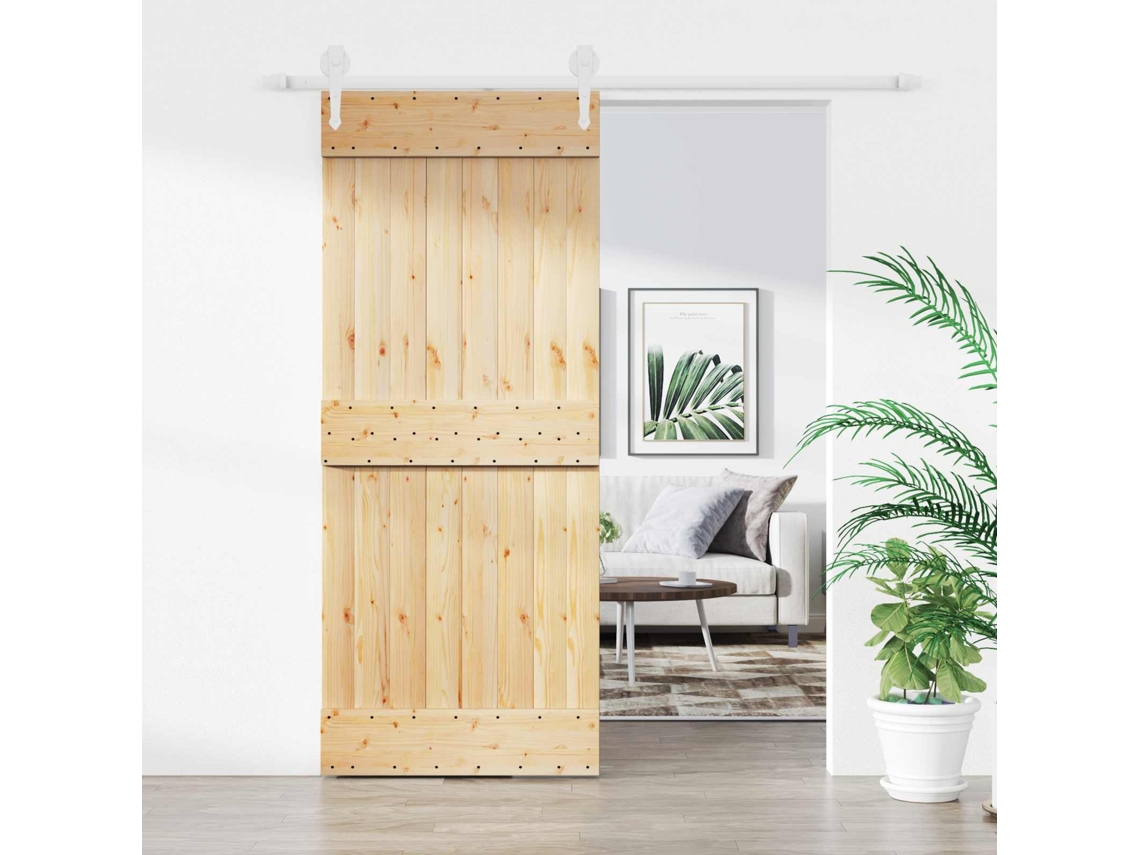 Vidaxl Porta Deslizante Natural E Branco 85 X 210 Cm