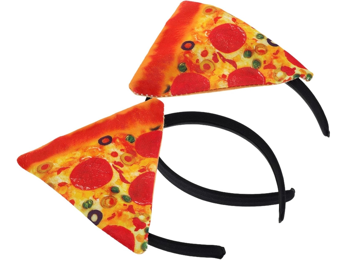 Tiara de pizza realista, 2 peças, acessório confortável para festa à fantasia.