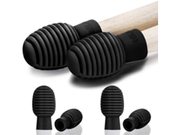 Conjunto De 4 Silenciadores De Batería Y Pontas De Silicona Para Baquetas, Acessórios De Percussão - Preto