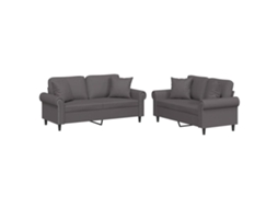 Maison Exclusive - 2 Pcs Conjunto De Sofás Com Almofadas Couro Artificial Cinzento