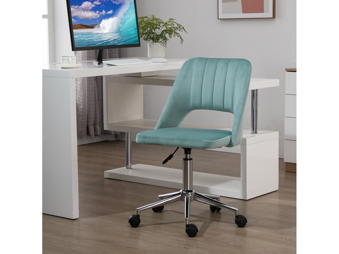 Cadeira De Mesa Ajustável Em Altura, Com Rodas, Giro 360°, Formato Vieira, Espuma, 49x60x79-91cm, Verde
