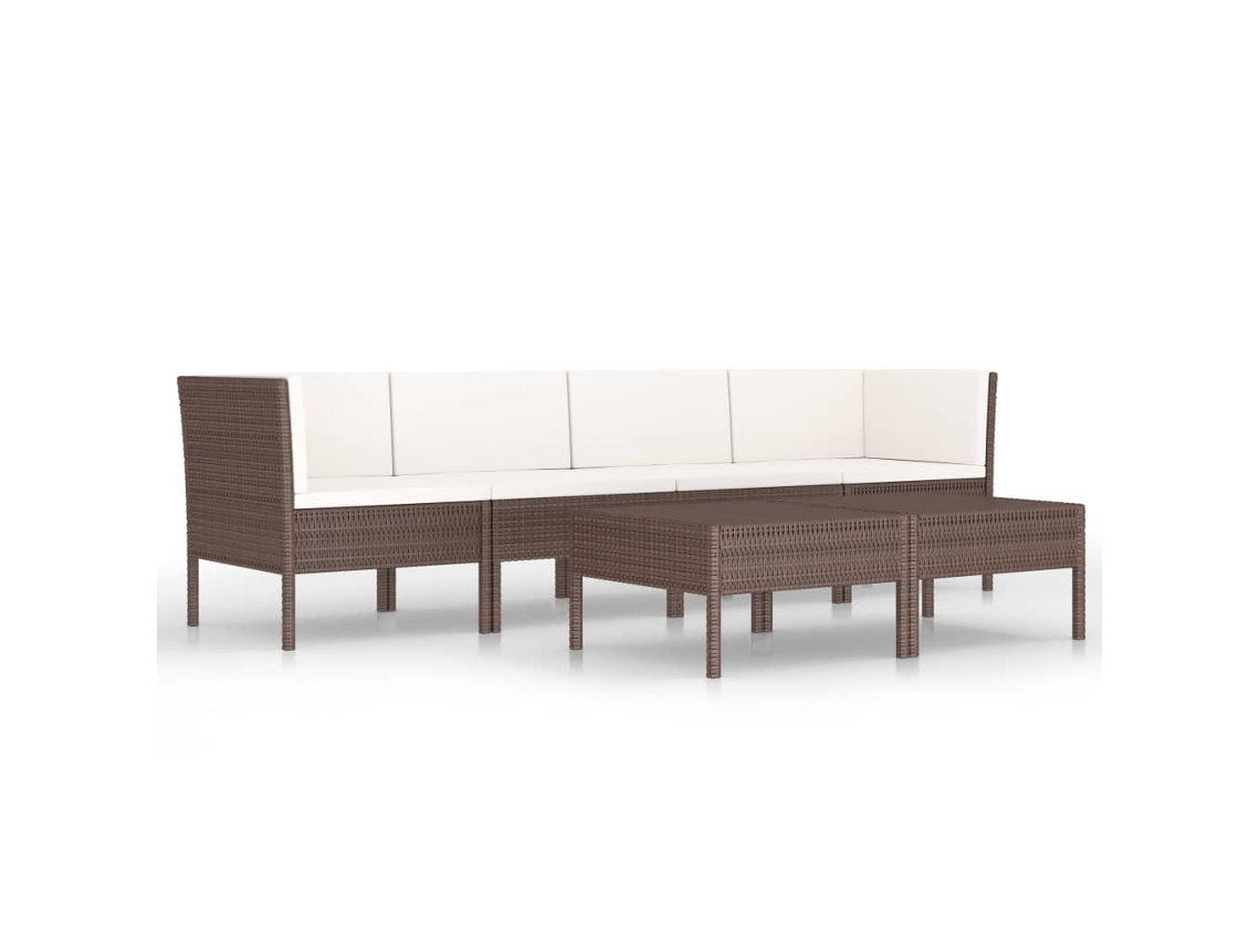 Maison Exclusive - 6 Pcs Conjunto Lounge Jardim C/ Almofadões Vime Pe Castanho