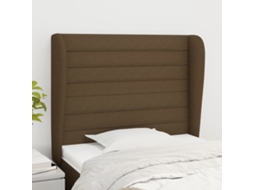 Vidaxl Cabeceira Cama C/ Abas Tecido 103x23x118/128 Cm Castanho-escuro