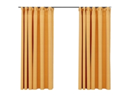 Maison Exclusive - Cortinas Opacas Aspeto Linho C/ Ganchos 2 Pcs 140x175cm Amarelo