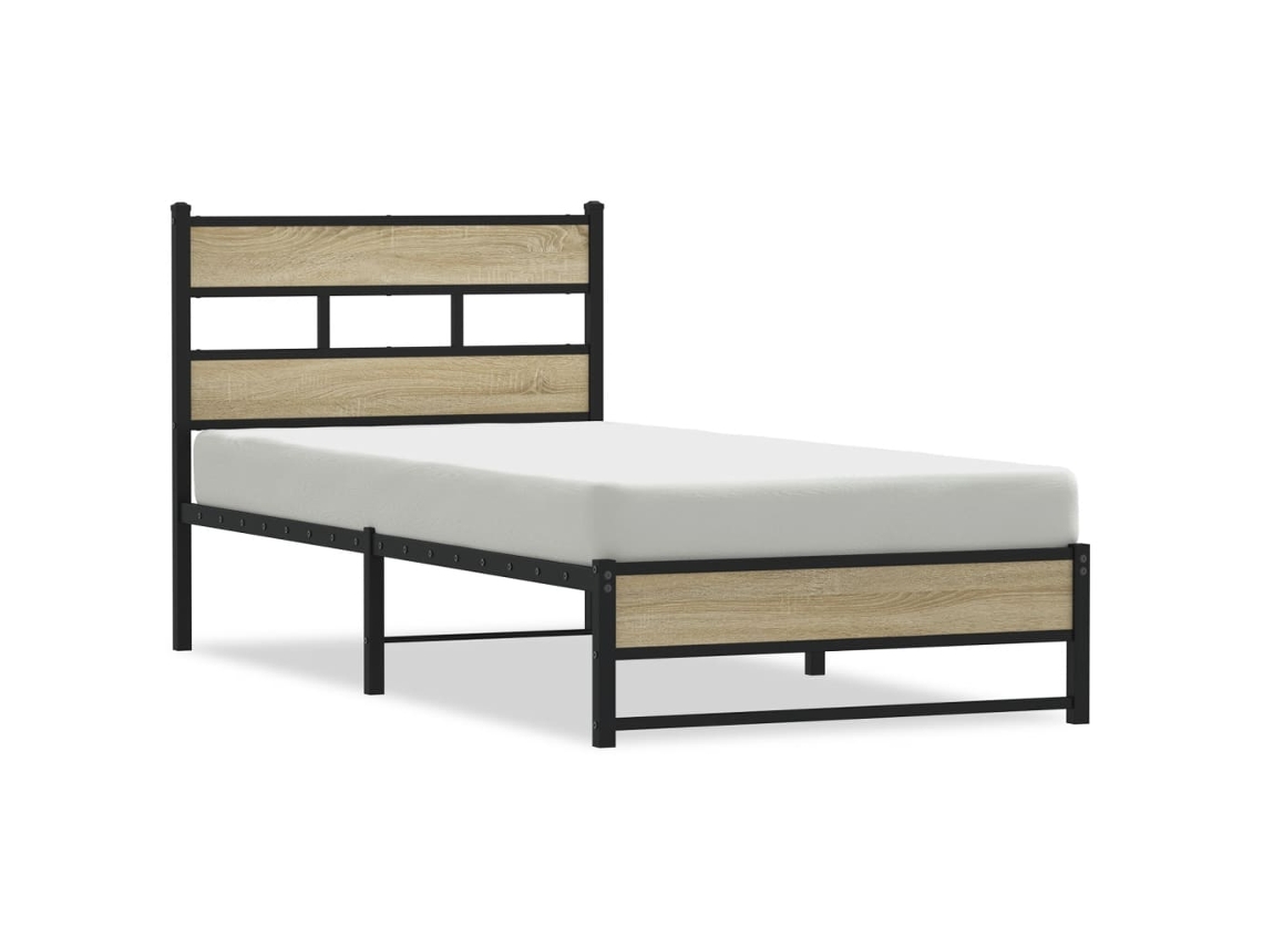 Bed Frame, Bed Frames Vidaxl Marrom Metal (75 X 190 Cm)