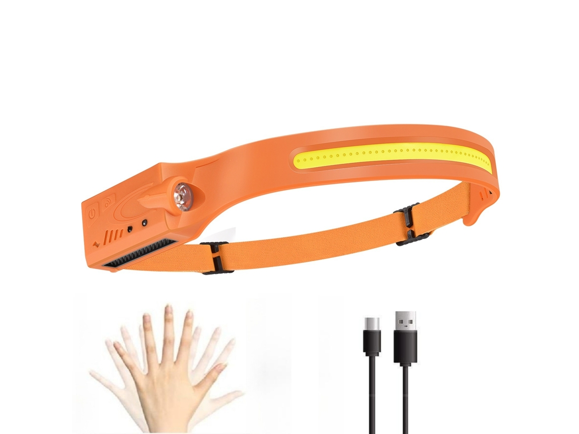 Farol Led Com Sensor De Mão Carregamento Usb Laranja 1 Pacote