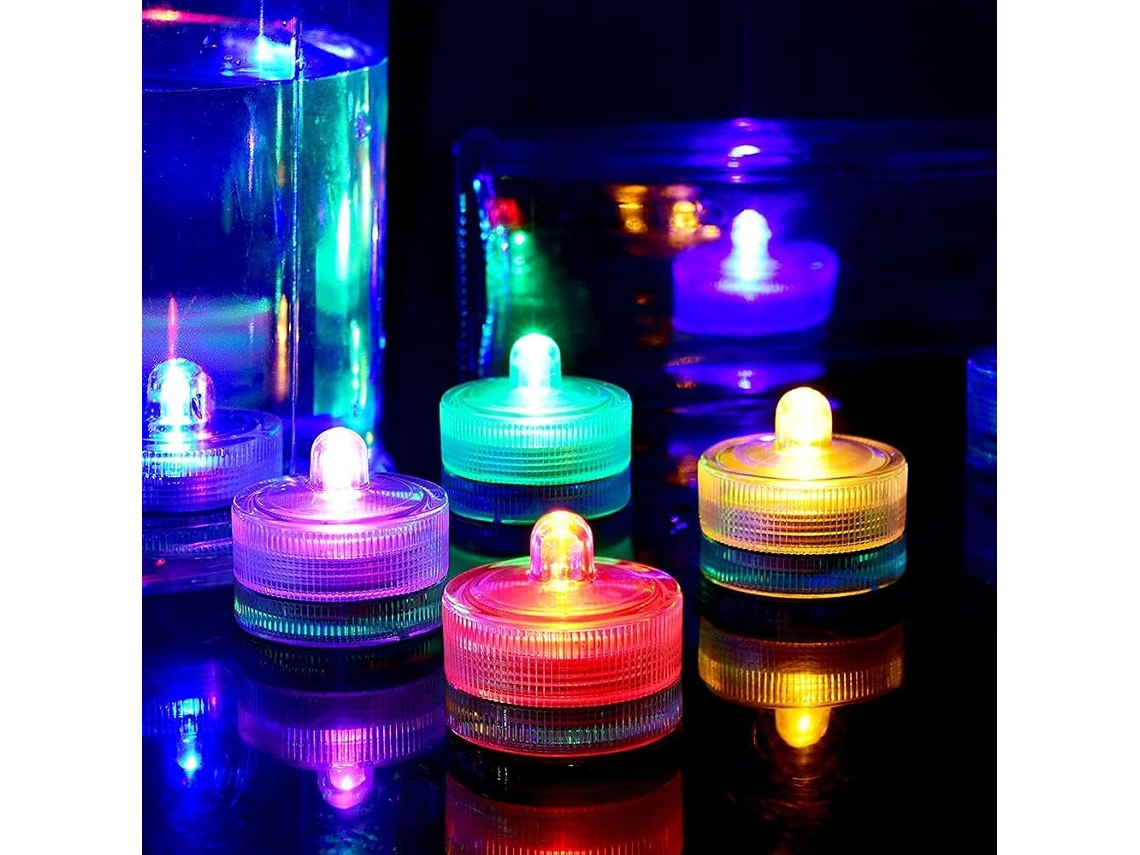 Hl 24 Pacotes de Mini Luzes Led Redondas Amarelas À Prova D'Água Luzes Subaquáticas para Casamento Festa em Casa Vaso Festival Decoração de Dia