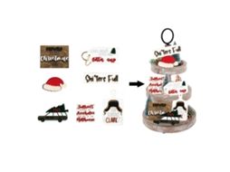 Bandeja Decorativa de Natal com 7 Peças em Estilo Rústico LAXISCREED