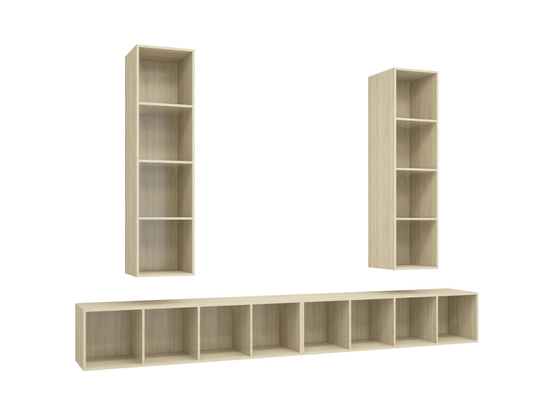 Conjunto de 4 Armários de Parede para TV em Madeira Carvalho Sonoma MAISON EXCLUSIVE