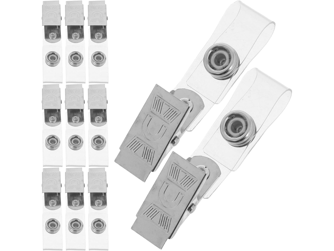 Clips metálicos Secfou, 40 unidades, para fixação de credenciais e identificação, com tiras de PVC transparente.
