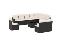 Maison Exclusive - 11 Pcs Conjunto Sofás De Jardim C/ Almofadões Vime Pe Preto