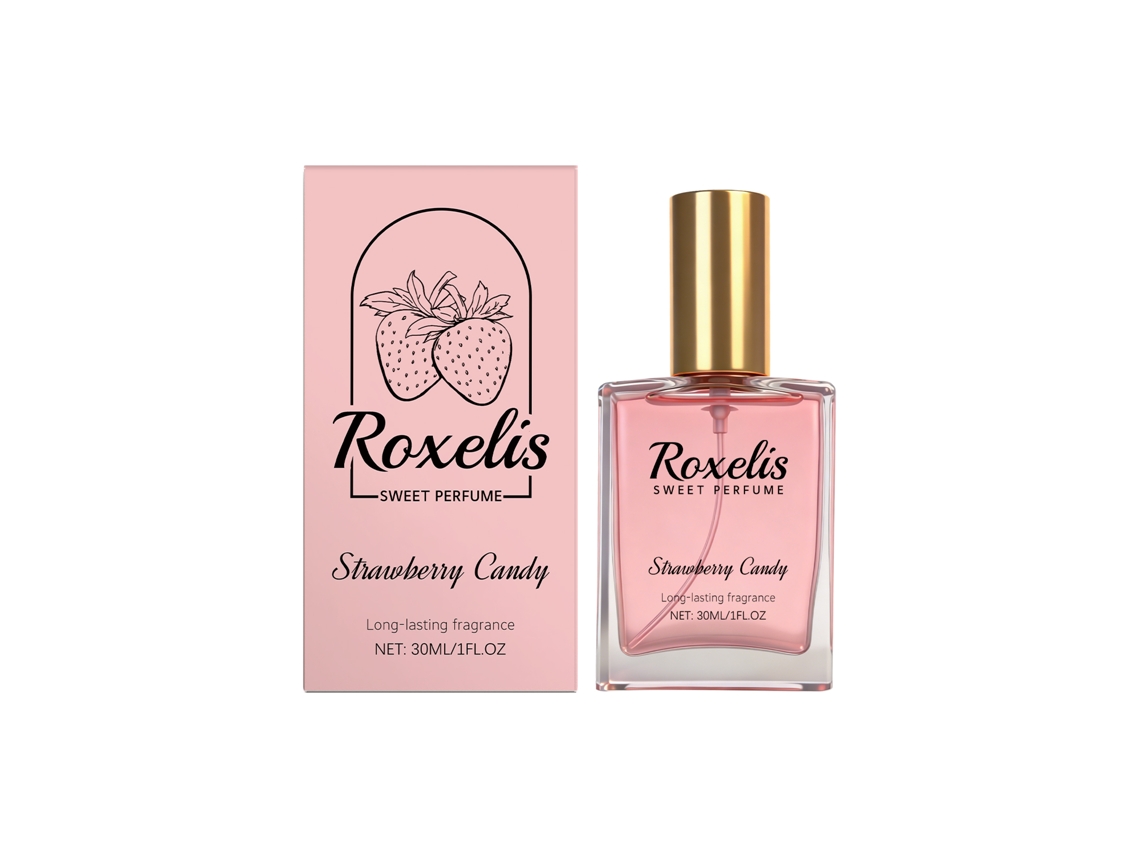 Perfume Roxelis Morango Doce, Aroma Natural e Fruta Fresca, Portátil Pela LAXISCREED