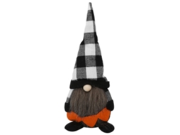 Boneca Decorativa de Pelúcia Sem Rosto Halloween para Mesa Sofá Prateleira com Chapéu de Xadrez