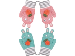 2026-luvas De Ponto Para Crianças 2 Pares Com Forro Peludo Quentes Inverno 1-3 Anos Presente De Natal