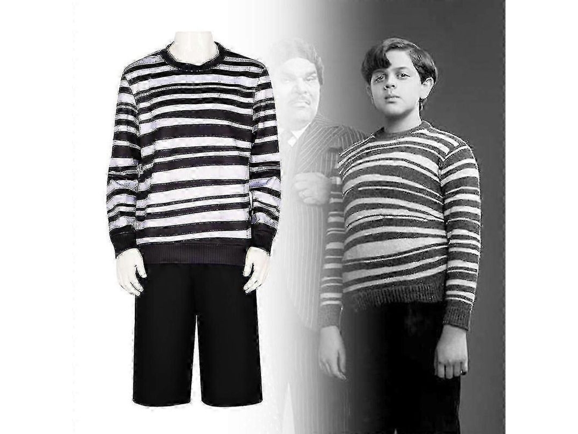 Traje De Pugsley Addams Para Niños Camisa Rayada Blanca Y Negra Addams Family Halloween Crianças 3xl