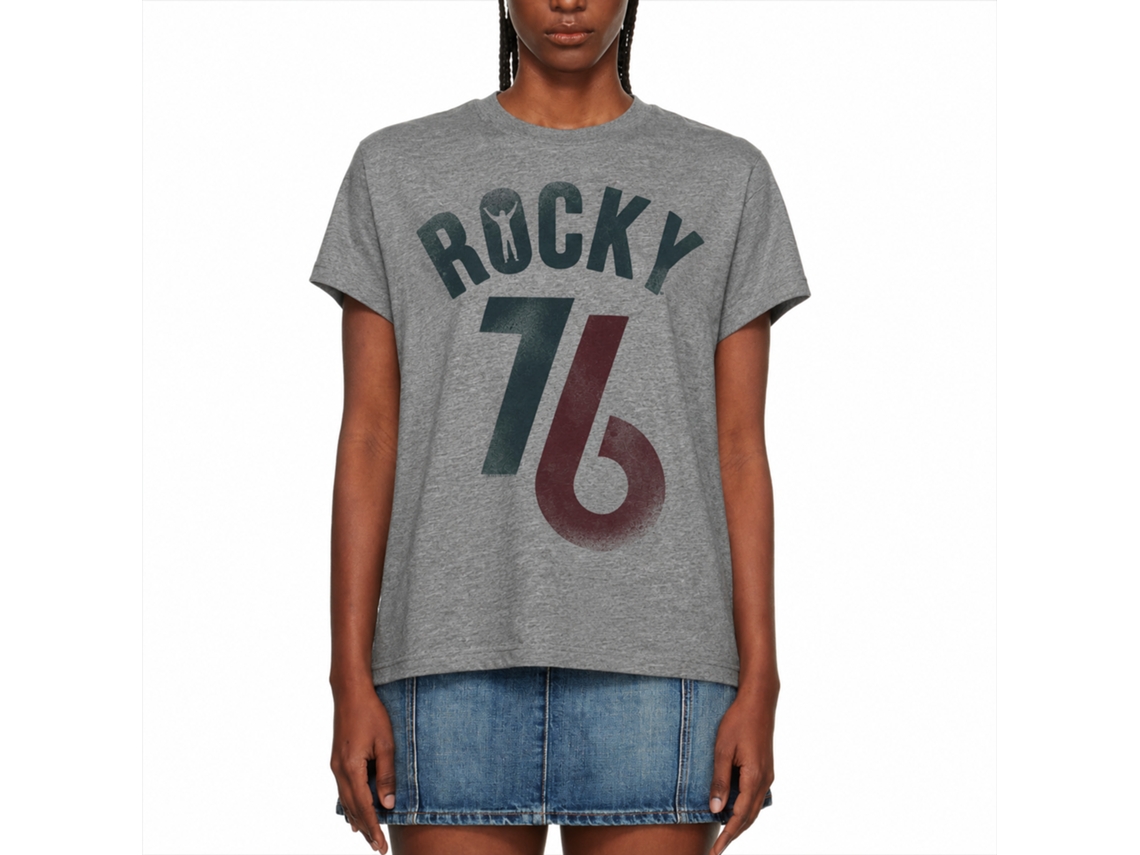 Rockinstone Rocky Movie Rocky '76 Heather Graphite Adult T-shirt Size:l