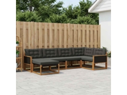 Vidaxl Conjunto De Sofás Para Exterior 8 Pcs Natural E Preto