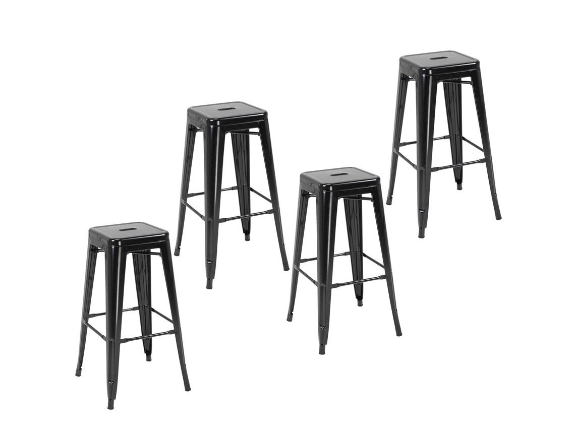 Tamboretes de Barra Metal Cor Preto 41x41x67 cm Homcom