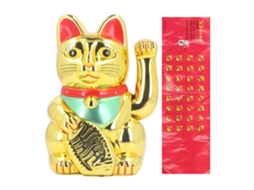 Ronjoe-gato Da Sorte Que Acena Estátua Decorativa 10 Polegadas Ouro Para Casa Mesa De Escritório