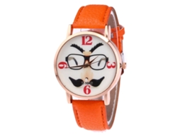 Relógio de pulso Zhoulianfa Fashion laranja com quartzo e pulseira de couro PU.