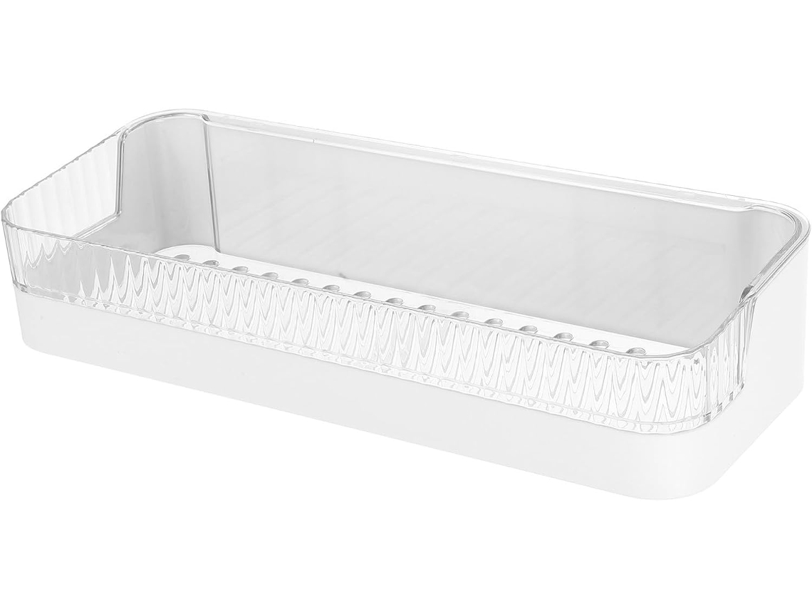 Organizador De Prateleira Flutuante Plástico Branco Para Banheiro, Sem Furos, Para Armazenamento Na Parede
