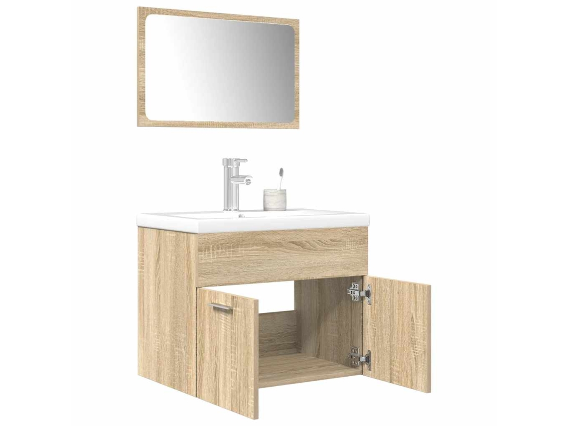 Vidaxl 3 Pcs Conj. Móveis Casa Banho Derivados Madeira Carvalho Sonoma