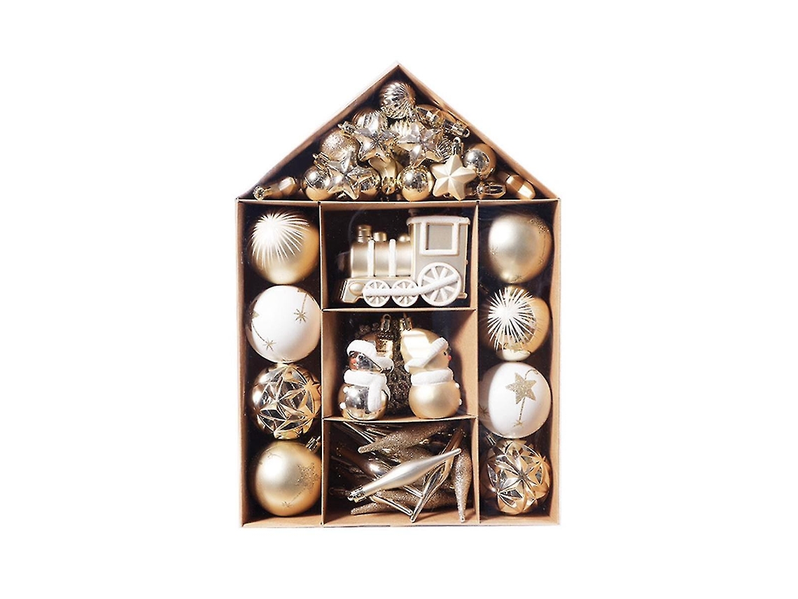 Conjunto De 70 Bolas De Natal Decorativas Com Acabamento Pintado E Eletroplacado