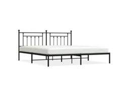 Estrutura de Cama com Cabeceira Metal Preto MAISON EXCLUSIVE 200x200 cm