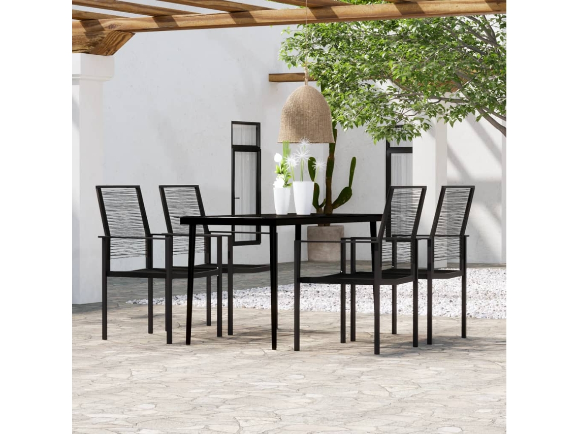 Vidaxl 5 Pcs Conjunto De Jantar Para Jardim Preto