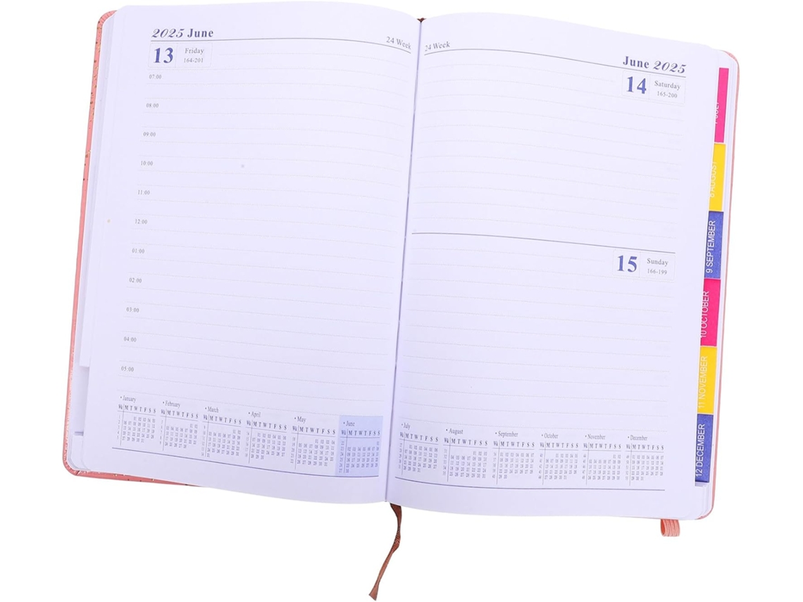 Agenda Diária 2025, Compacta, Multifuncional, para Escritório e Viagens, com 365 Dias, Rosa 21,20 X 14,50 2,00