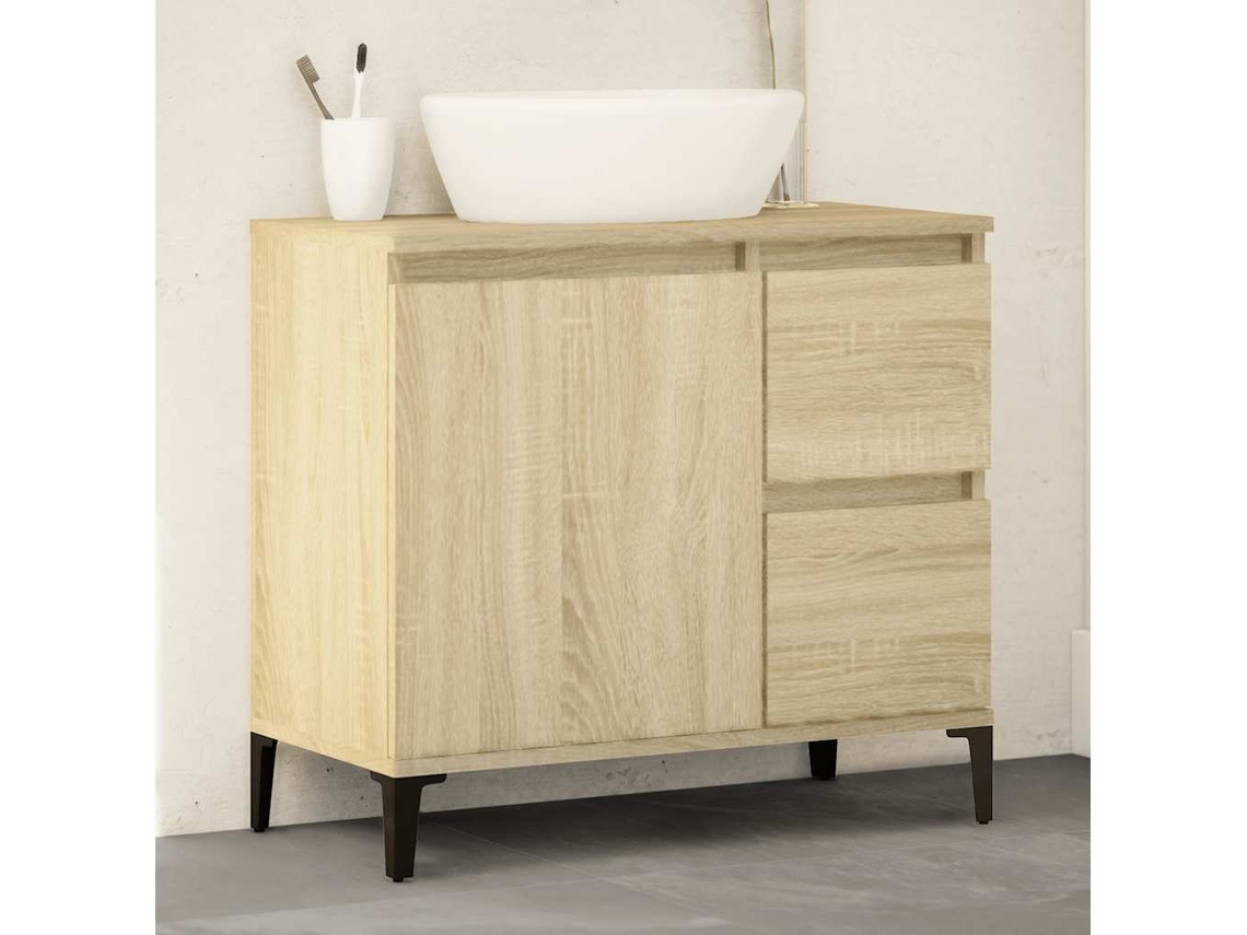 Vidaxl Armário Wc 65x33x60 Cm Derivados De Madeira Carvalho Sonoma