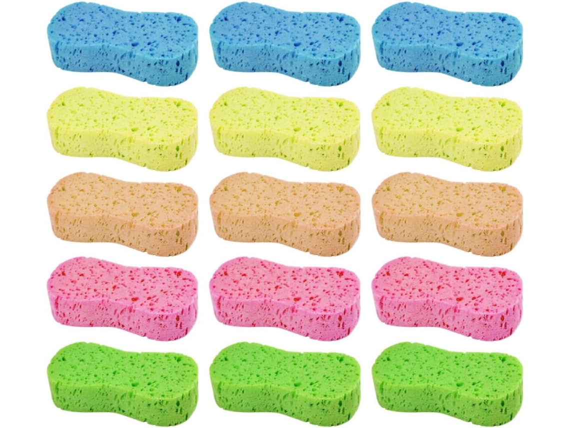 15 Esponjas Compactadas Para Lavagem E Uso Doméstico, Material De Esponja, Pacote