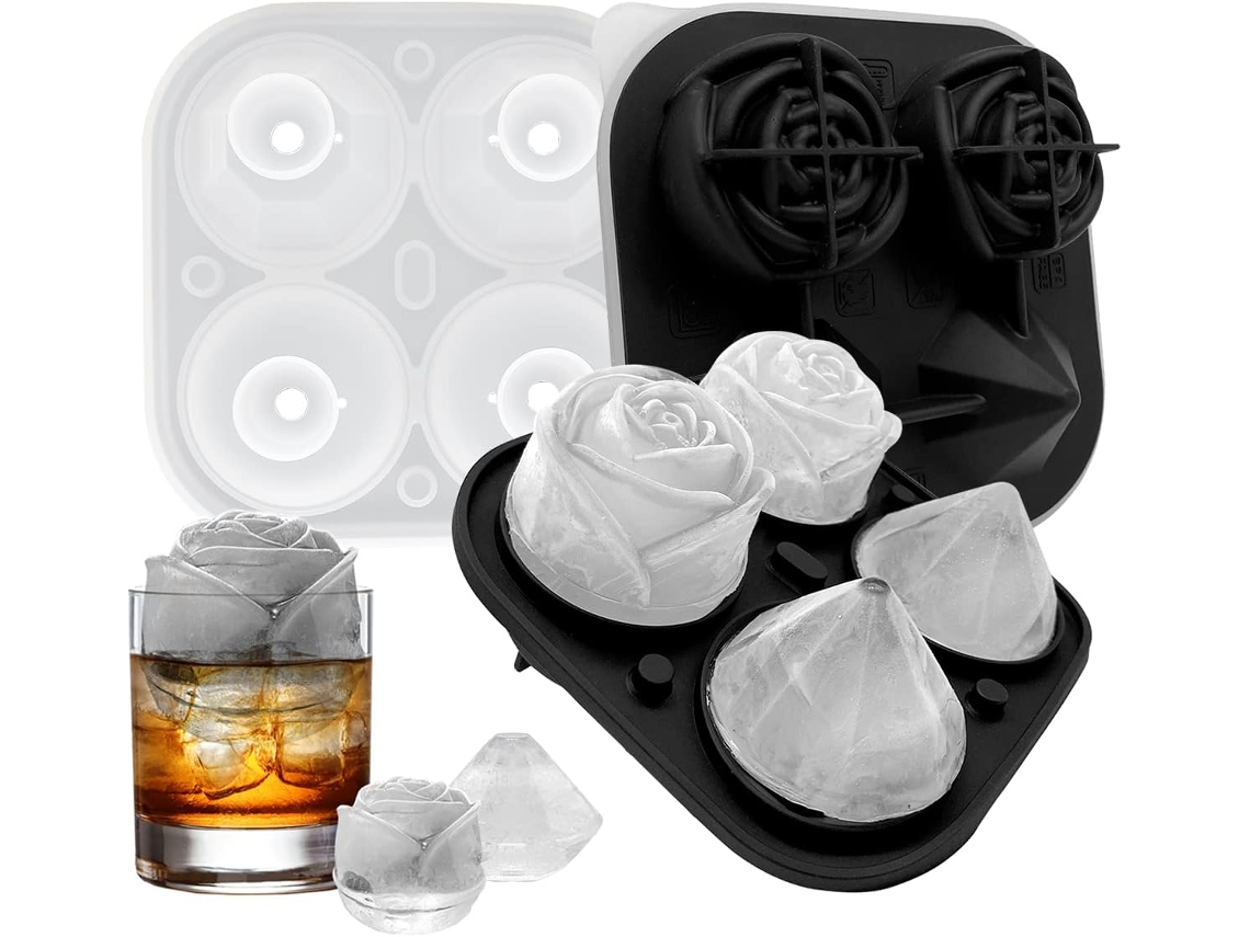 Formas De Gelo Silicone, Formas De Diamante E Rosa Pretas