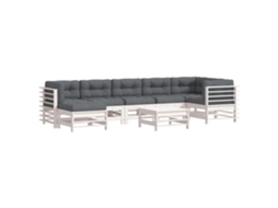 Conjunto de 8 Lounge Garden com Almofadões Madeira Maciça Branco MAISON EXCLUSIVE (8pcs)