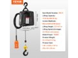 VEVOR Guincho Elétrico Portátil 3 em 1 de 1100 Libras com Fio/Controle Remoto Sem Fio