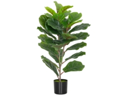 Planta Artificial Ficus Lyrata De 80 Cm De Altura Para Interiores, Com Vaso. Decoração Para Casa E Escritório. Cor Verde.