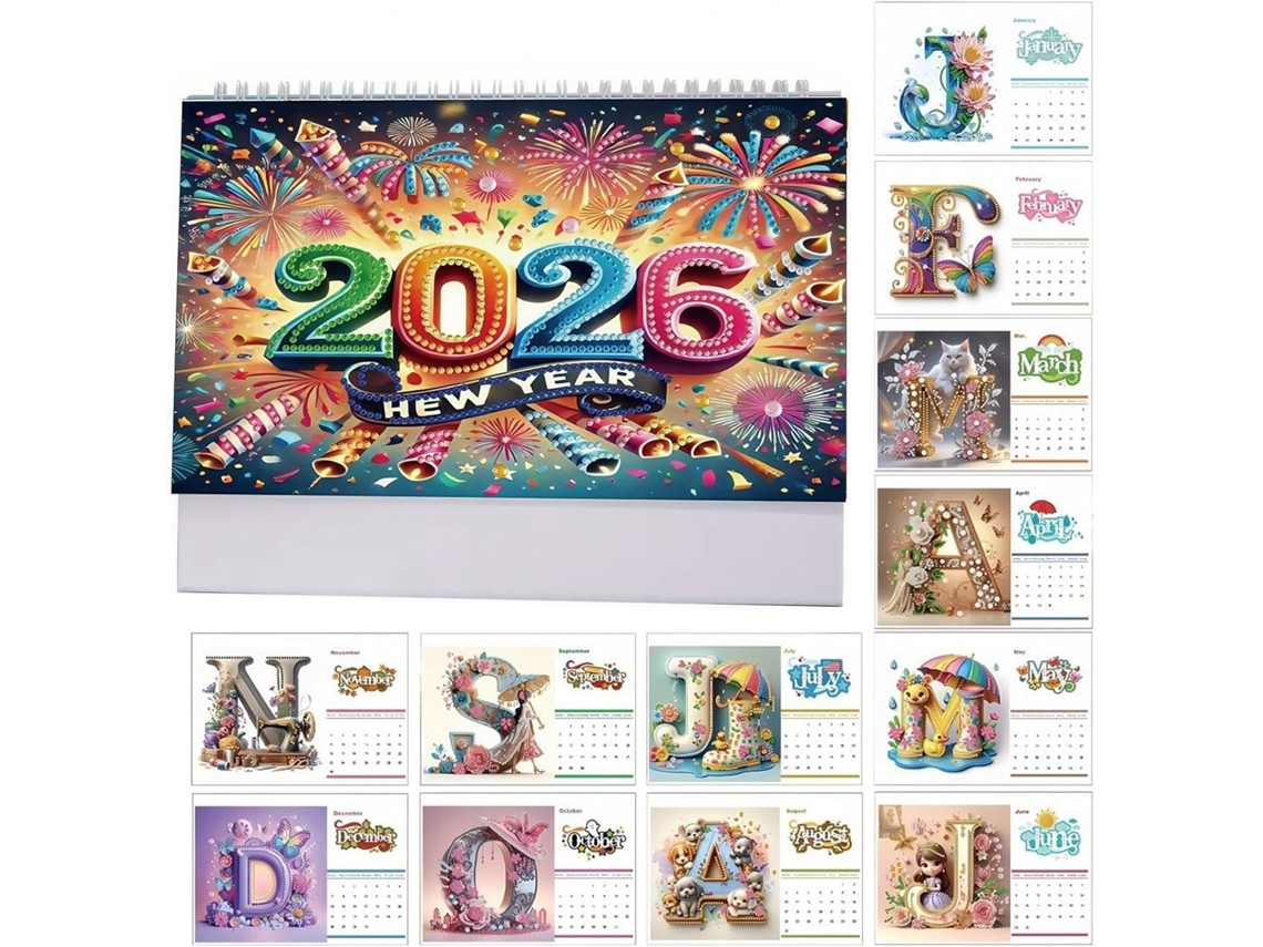 Calendário 2026, De Mesa Com Strass, Decoração Para Casa E Hobbies Criativos Para Organização De Escritório