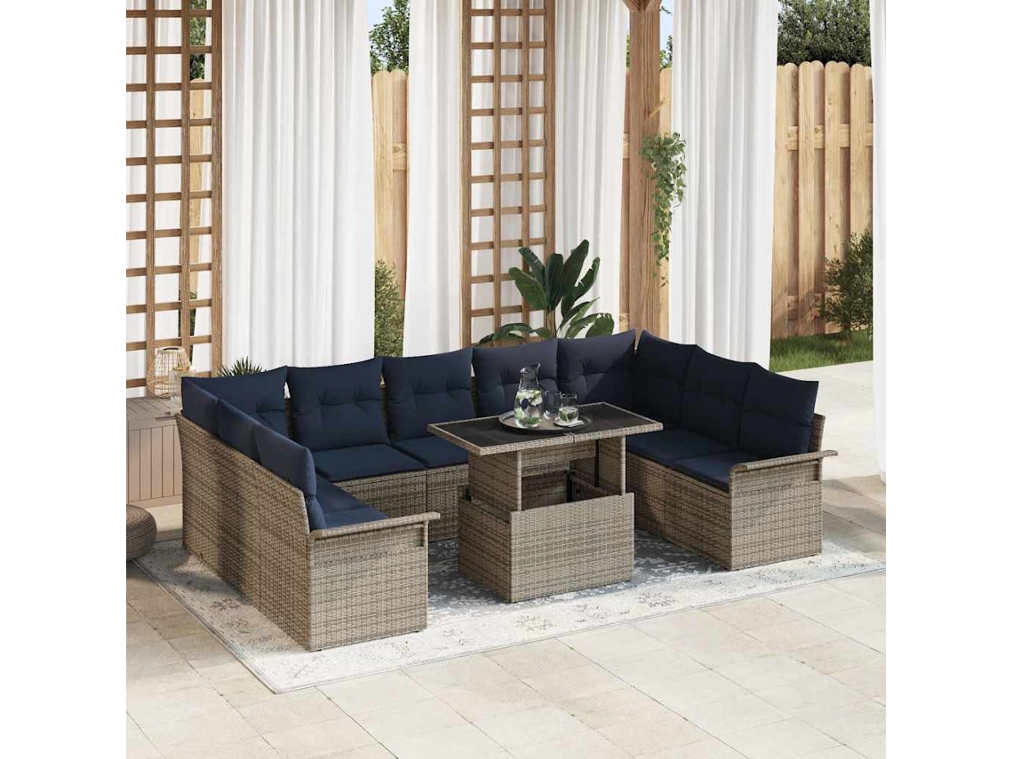 Vidaxl Conjunto De Sofá De Jardim 10 Unid. Cinzeto