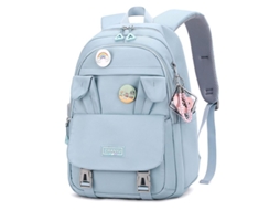 Mochila Linjou para mulher, impermeável, compartimento para notebook, design antirroubo, azul S/MARCA