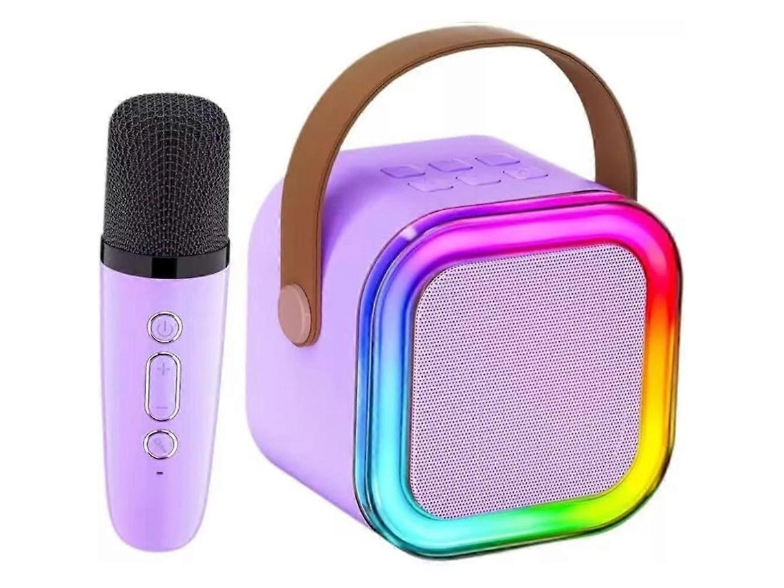 Mini Máquina De Karaokê, Mini Máquina De Karaokê Com 1/2 Microfones Sem Fio Yjd Roxo Aquaforge