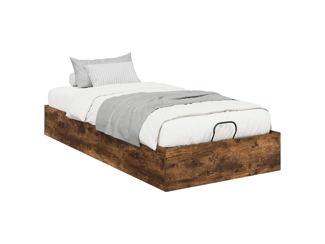 Cama De Solteiro | Camas Para Quarto | Estrutura De Cama Ottoman Carvalho Defumado 80,5 X 200 Cm