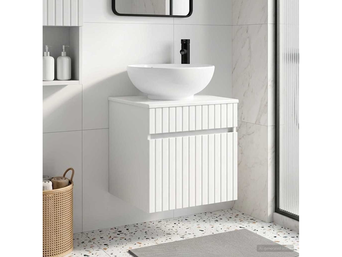 Vidaxl Vanidade De Pia De Parede Branco Brilhante 49 X 44,5 X 66,5 Cm