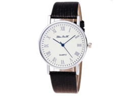 Reloj De Pulsera De Cuero Pu Para Mujer Fashion Con Piedras Strass (negro)