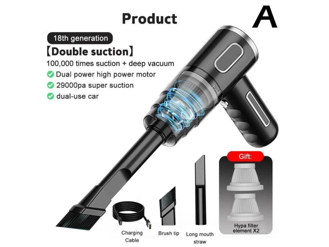 Mini Aspirador de Pó Portátil para Carro Sem Fio Potente Recarregável Por Usb Potência 5000Pa 120W