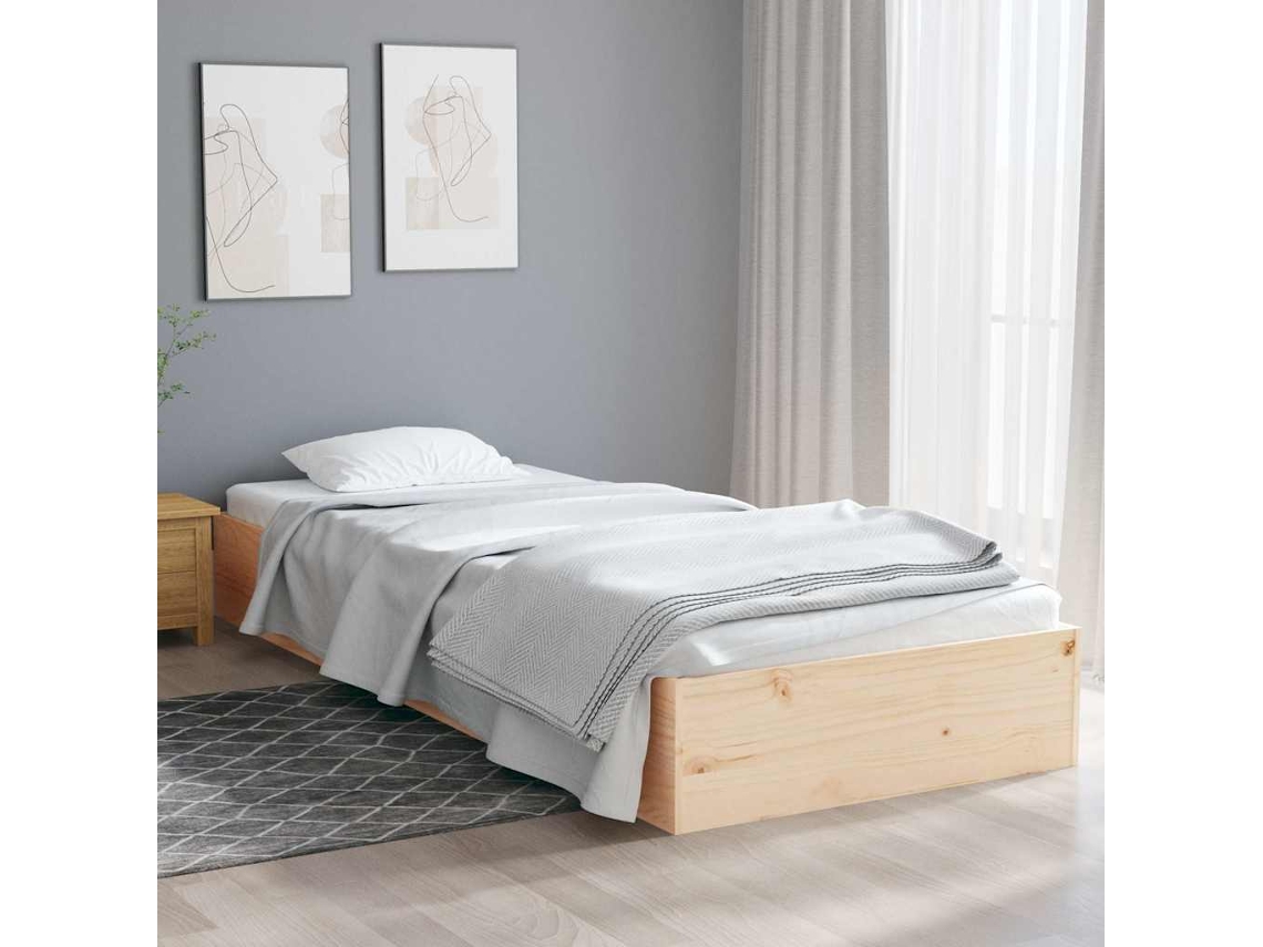 Vidaxl Estrutura Cama Pequena Solteiro 75x190 Cm Madeira Maciça